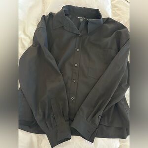 Athleta Cropped Black Button-Up Shirt